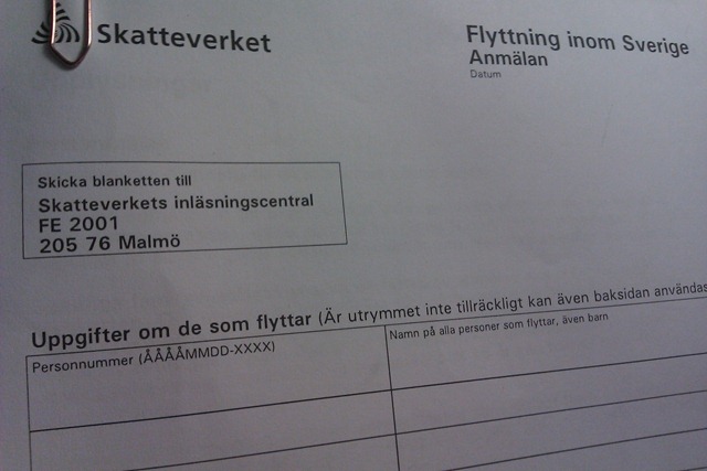FixarJocke's Blog: Flyttning inom Sverige anmälan.